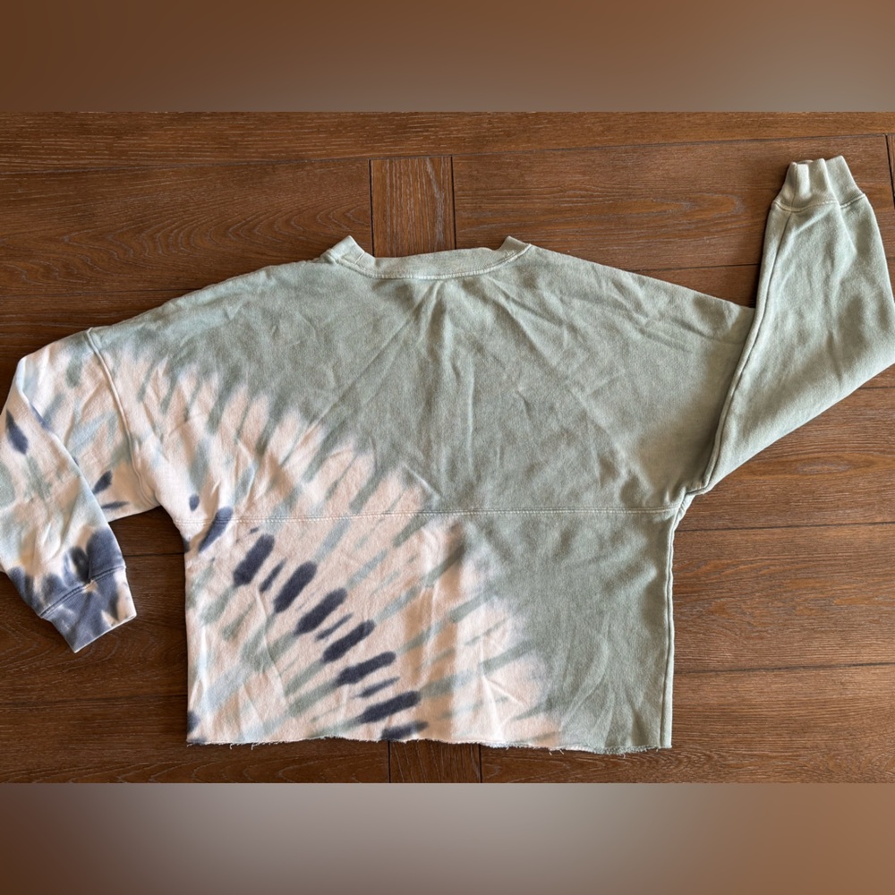 PINK Victoria's Secret Green and Navy Tie-Dye Sweatshirt